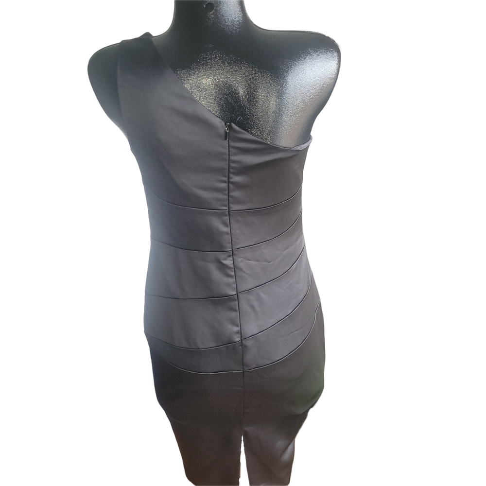 David's Bridal Black One-Shoulder Formal Prom Party Whimsgoth Dress Size 6 - Picture 7 of 9